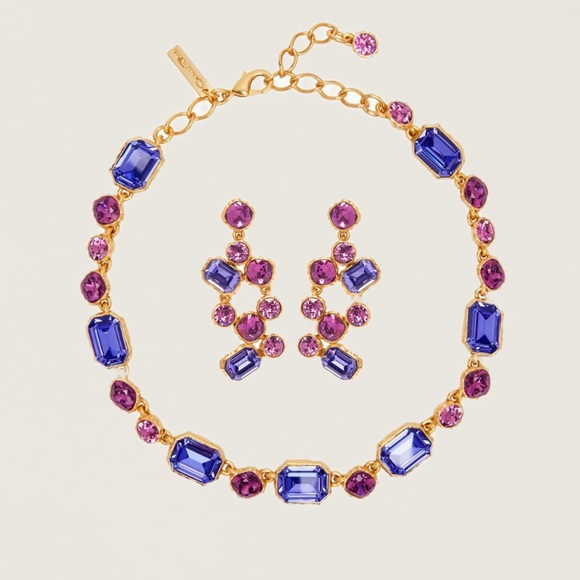 Oscar de la Renta SetCrystal Necklace& Earrings